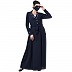 Designer Coat abaya with printed Contrast- Navy Blue Designer Coat abaya with printed Contrast- Navy Blue